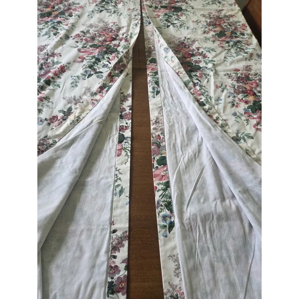 Vtg Croscill English Garden Panels Set Five Piece Curtains Valance Cottagecore